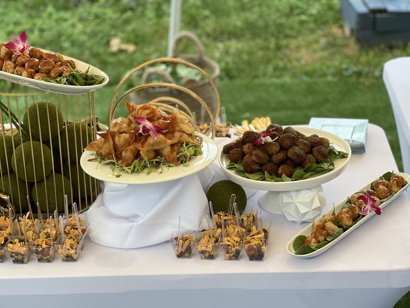 Outdoor corporate catering spread